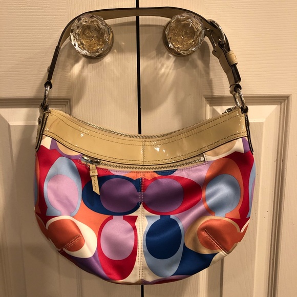 COACH Soho pleated scarf print sateen purse bag - Picture 5 of 8